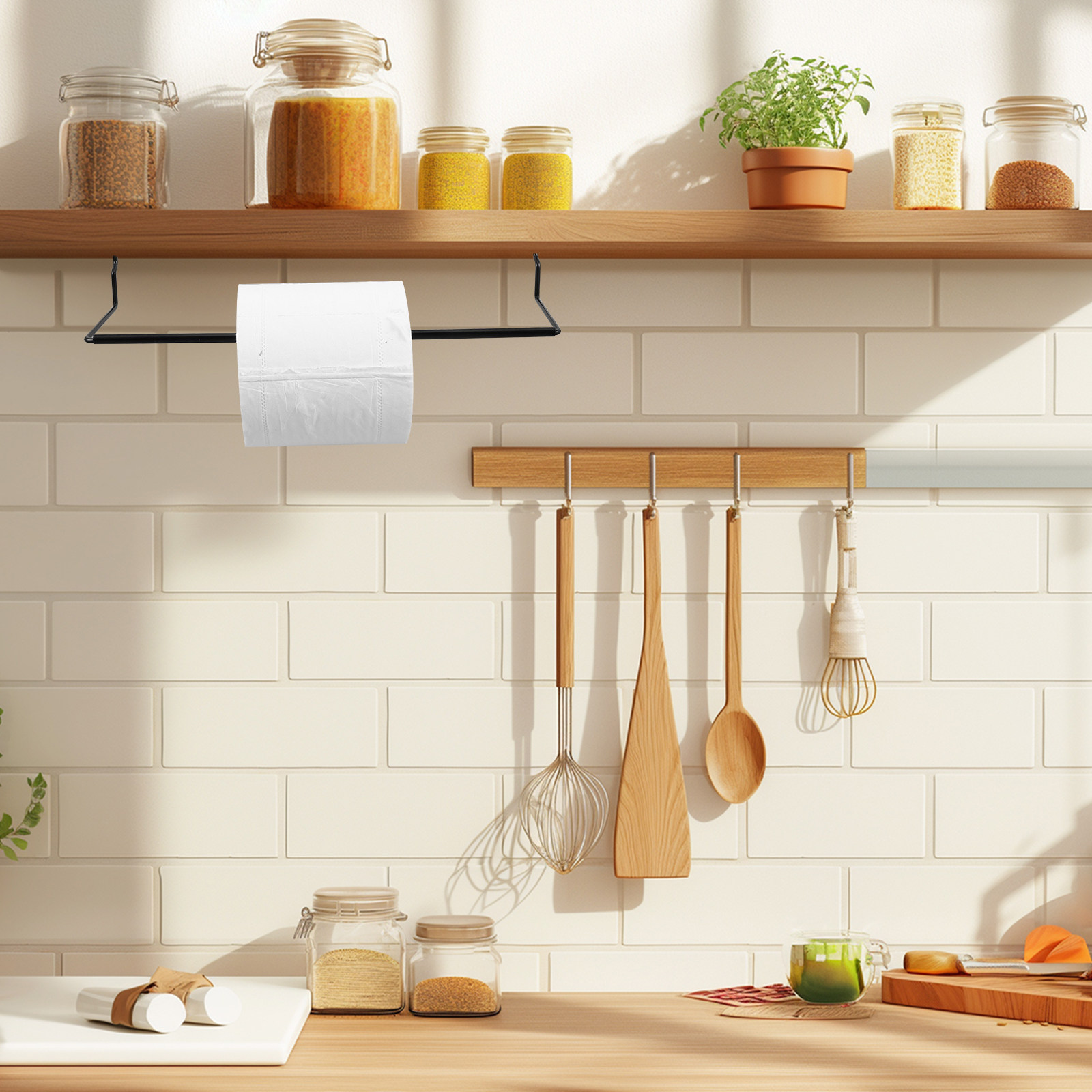 Food Storage Organizer - Metal Pegboard Mutfak Havluluk Kağıt Rulo
