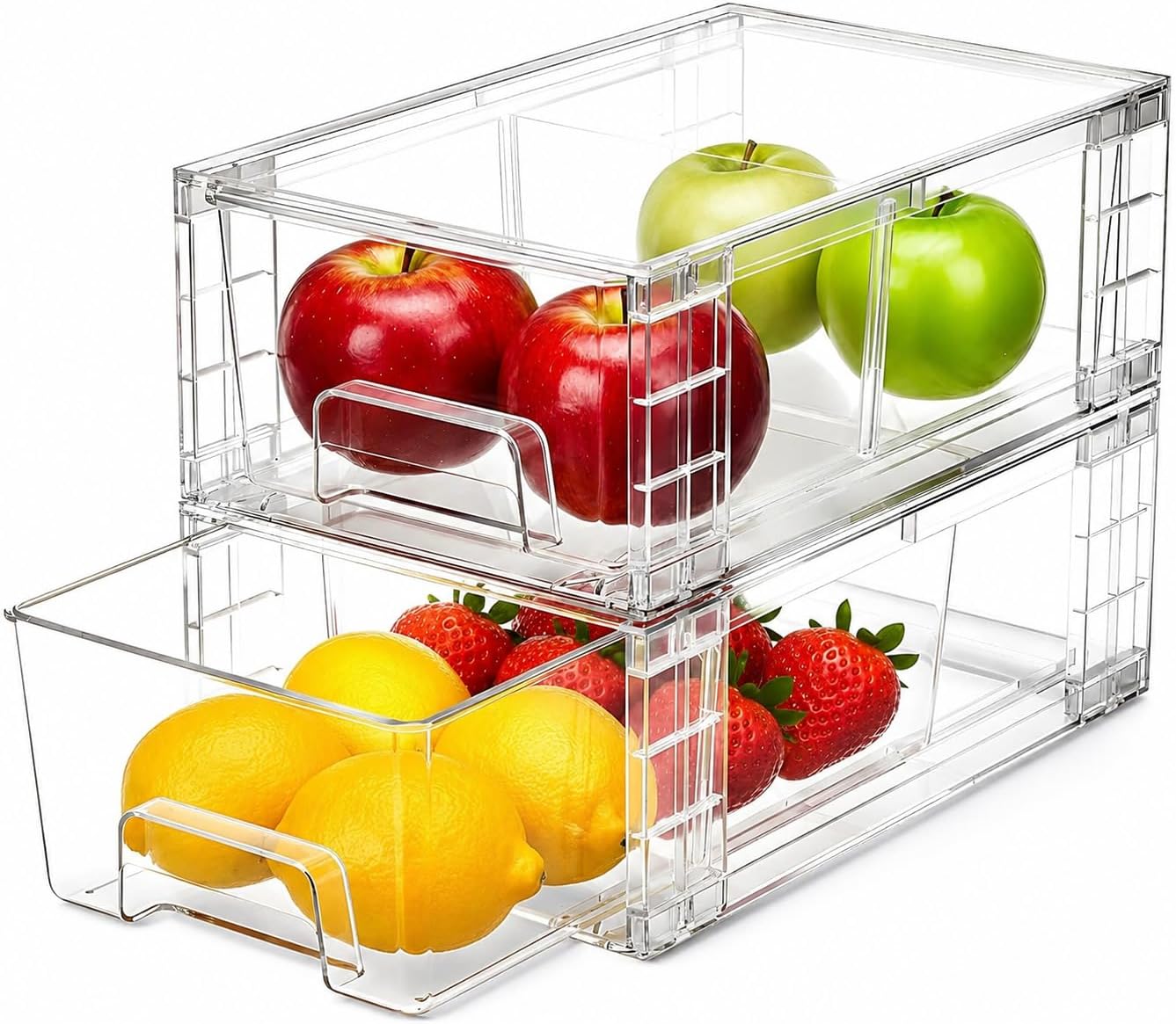 Stackable Pantry Bin - 2'li Paket İstiflenebilir Saklama Çekmeceleri, Saplı