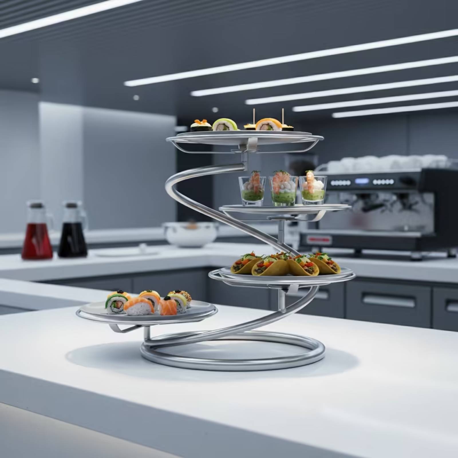 Food Storage Rack - Katmanlı Servis Standı Çok Katlı Spiral