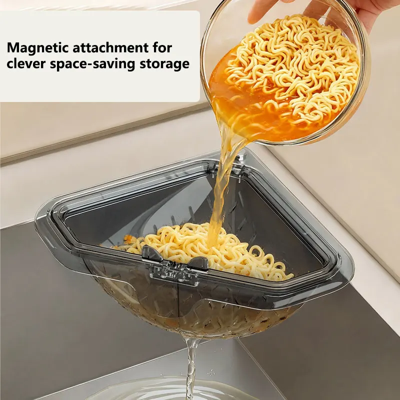 Food Storage Rack - Manyetik Üçgen Lavabo Süzgeç Sepeti Mutfak