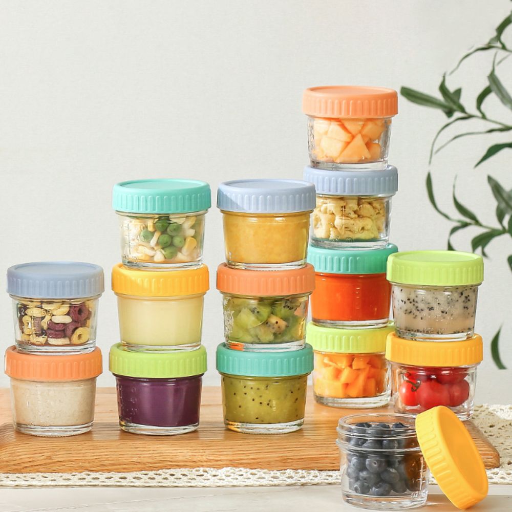Food Storage Glass Box - 6 adet cam bebek maması kavanozu