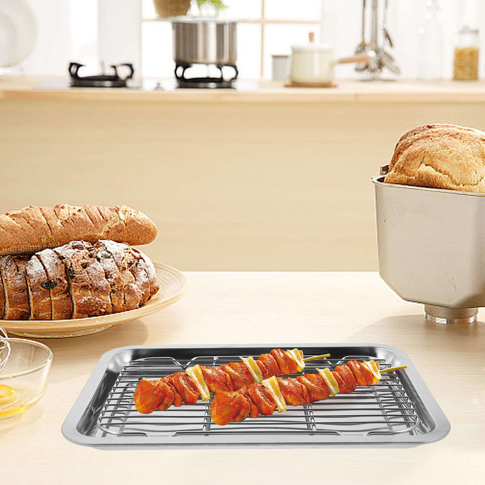 Food Storage Rack - 1 Set Paslanmaz Çelik Tel Pişirme