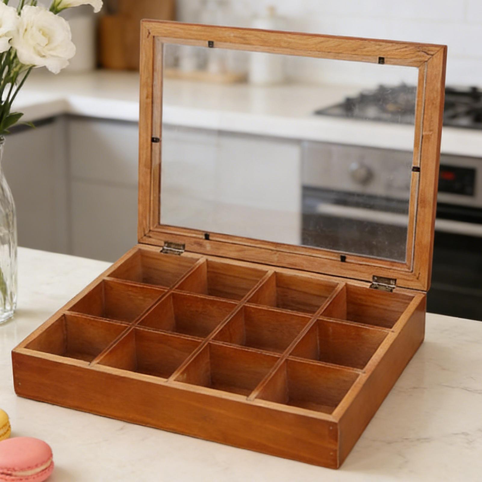 Stackable Pantry Bin - Çay Poşeti Saklama Kutusu 12 Bölmeli