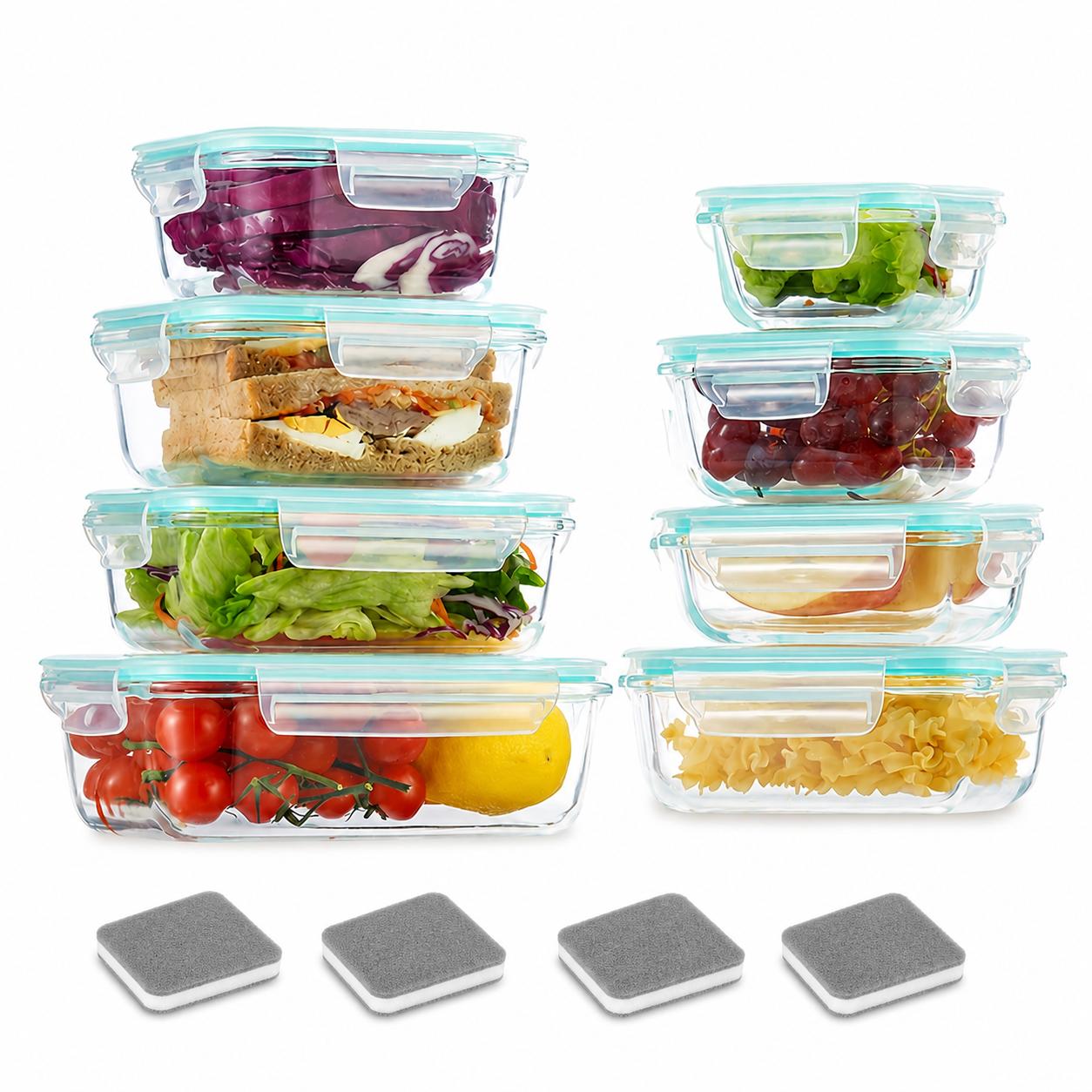 Food Storage Glass Box - 16 adet Mühürlü Cam Gıda Saklama