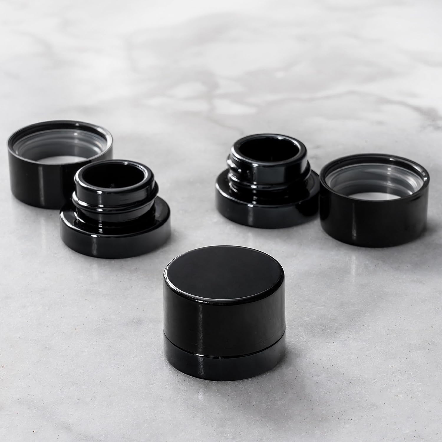 Food Storage Glass Box - 5 ml Kalın Siyah Cam Kavanozlar,
