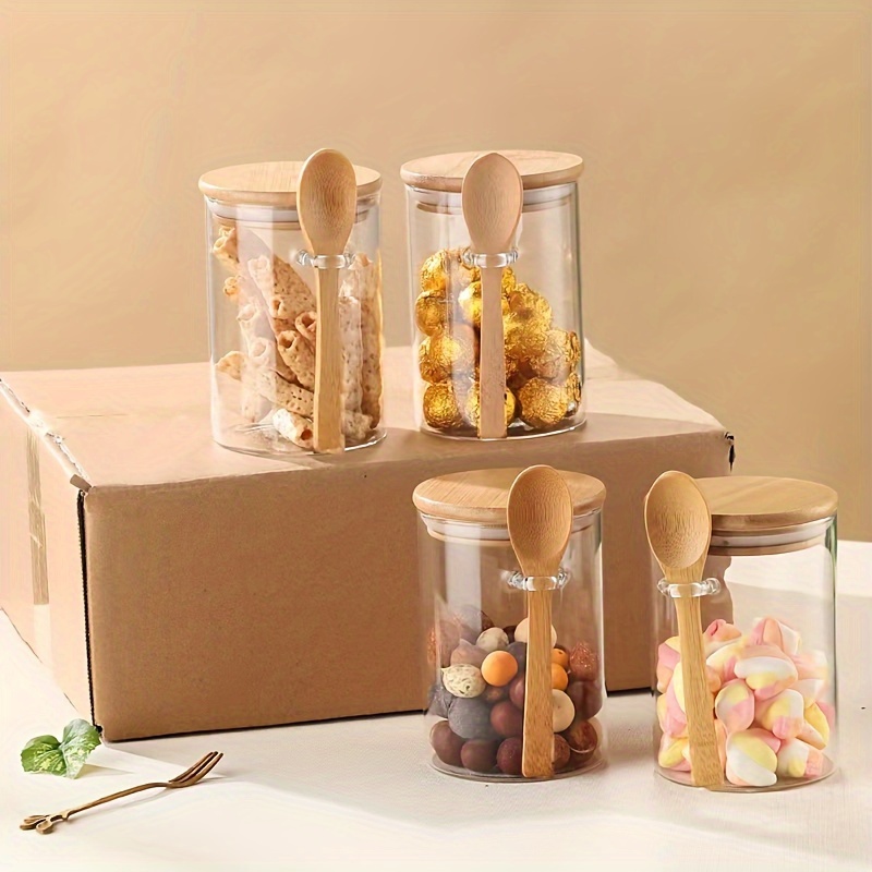 Food Storage Glass Box - 280 ml Şekerlik, Bisküvi Kavanozu, Mühürlü