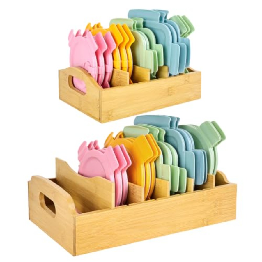 Food Storage Organizer - 2'li Paket Bambu Kapak Düzenleyici, 10.6