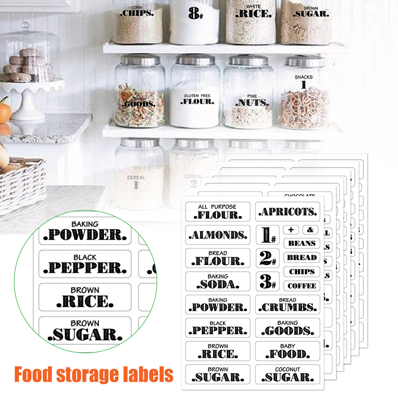 Food Storage Label - 132 adet mutfak gıda çıkartmaları su