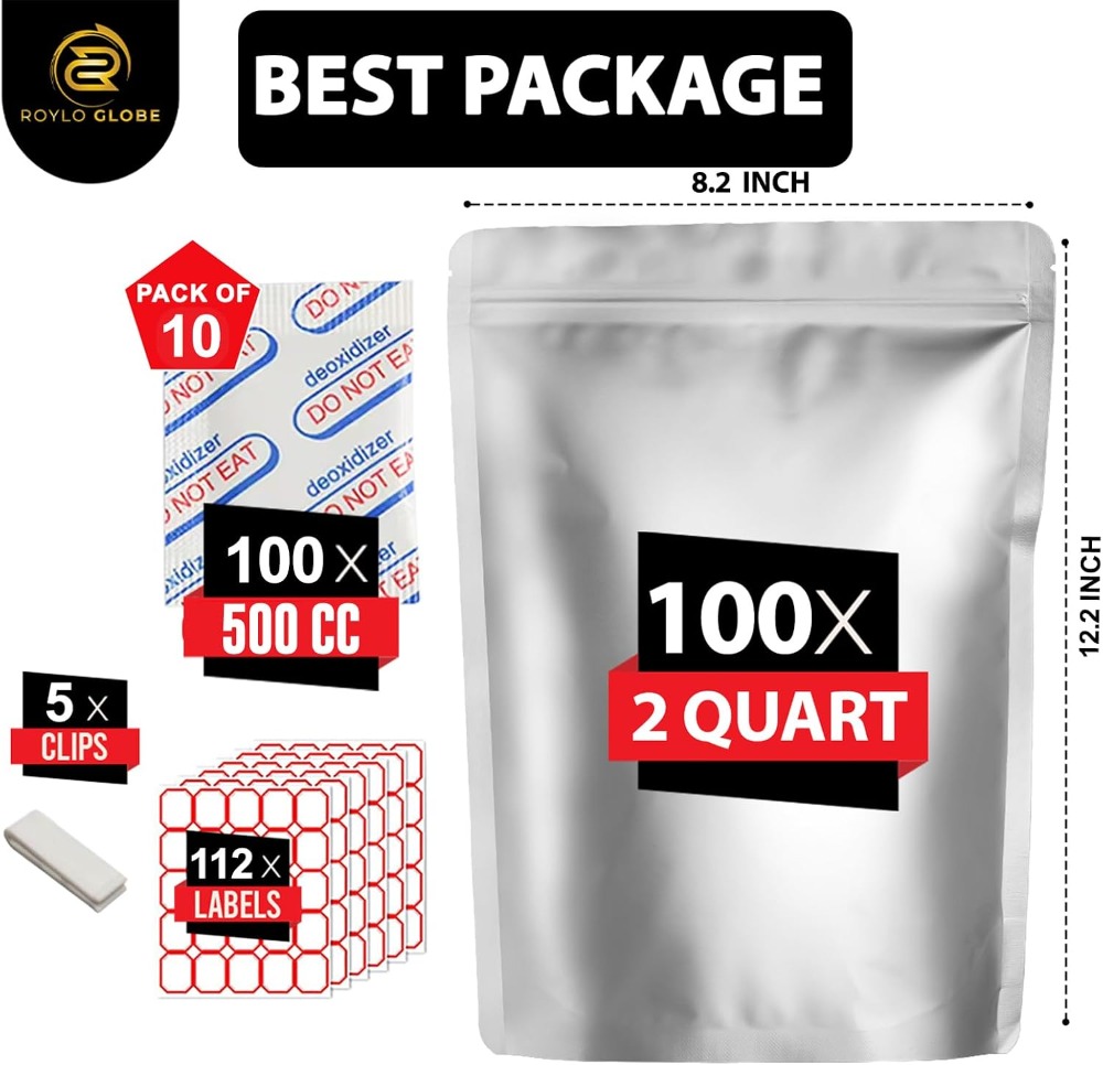 100 adet 2 Quart Mylar Poşet,  - Food Storage Long Term incelemesi ve fiyatı
