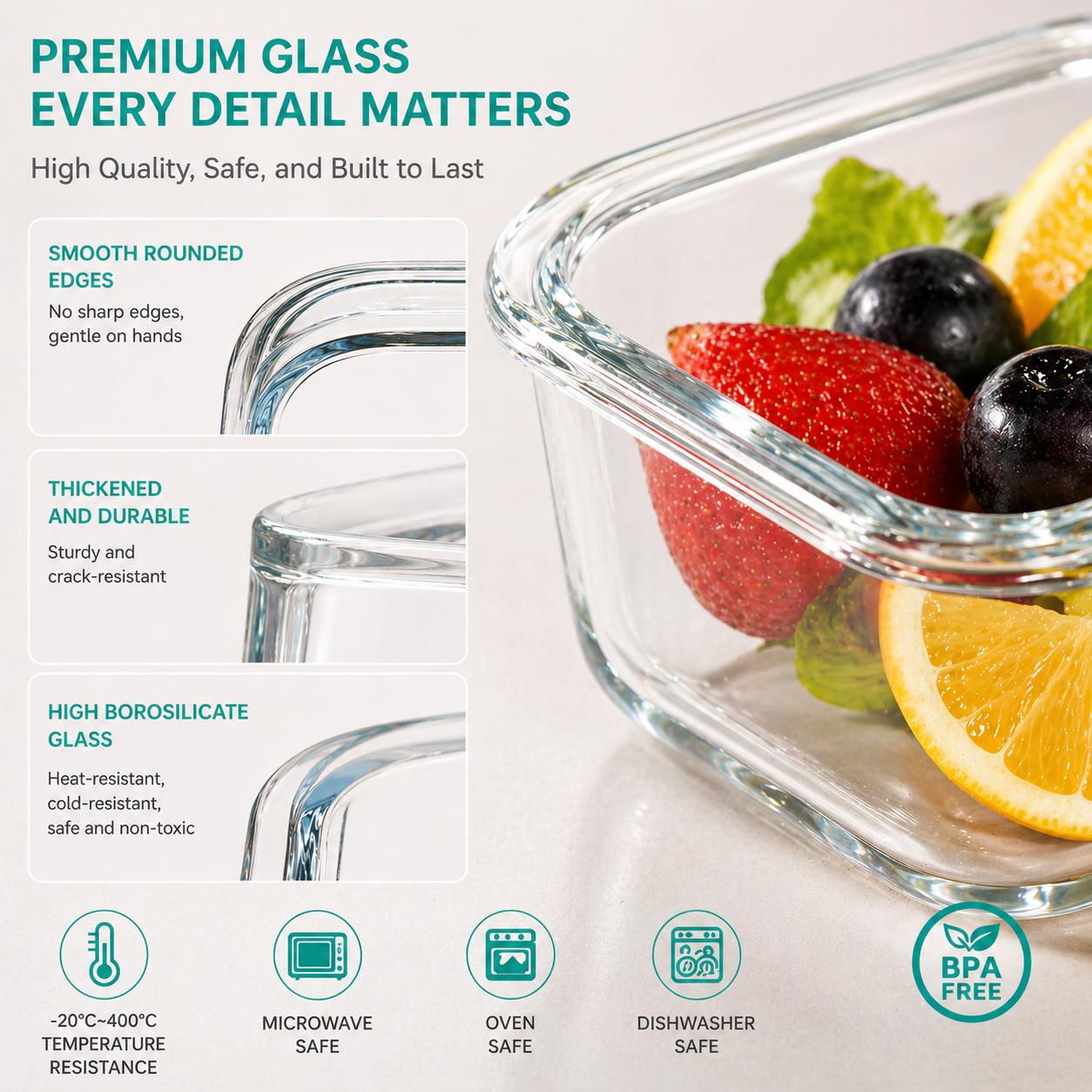 16 adet Mühürlü Cam Gıda Sakla - Food Storage Glass Box incelemesi ve fiyatı
