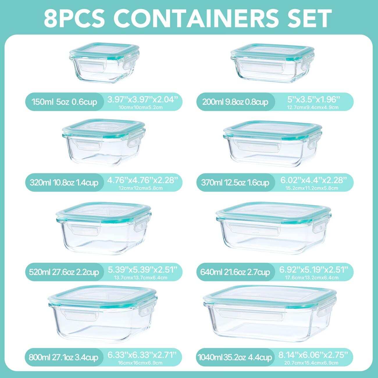 16 adet Mühürlü Cam Gıda Sakla - Food Storage Glass Box incelemesi ve fiyatı