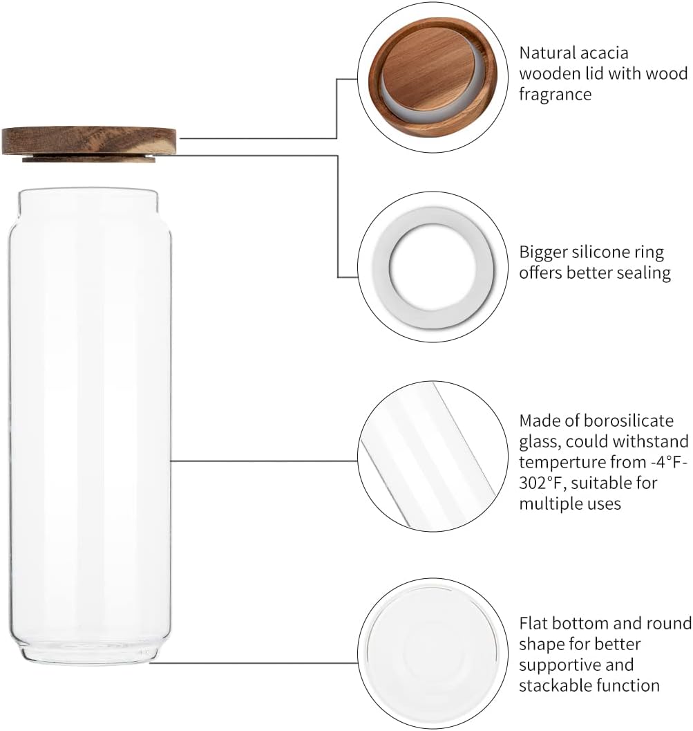 4'lü Paket 34 OZ Ahşap Kapaklı - Food Storage Glass Box incelemesi ve fiyatı